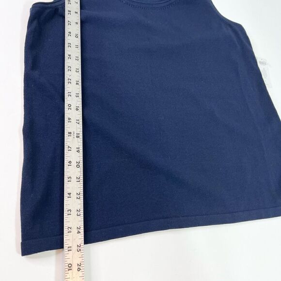 Chico's Tank Sweater Women's Navy Blue 1 Medium Romance Sleeveless Cotton NWT - Picture 4 of 9